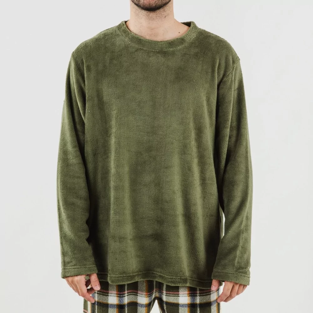Pijama coral hombre Cuadro Aperol verde caceria