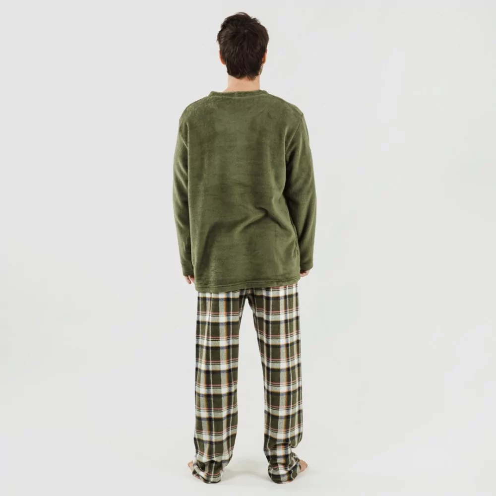 Pijama coral hombre Cuadro Aperol verde caceria