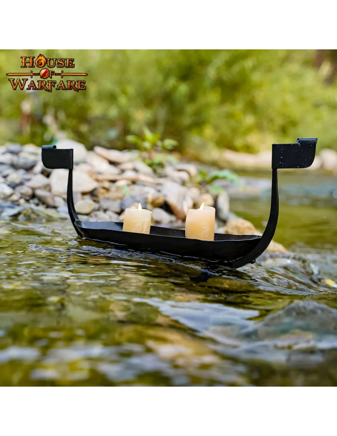 Portavelas barco vikingo en forja (20,5x30,5 cm.)