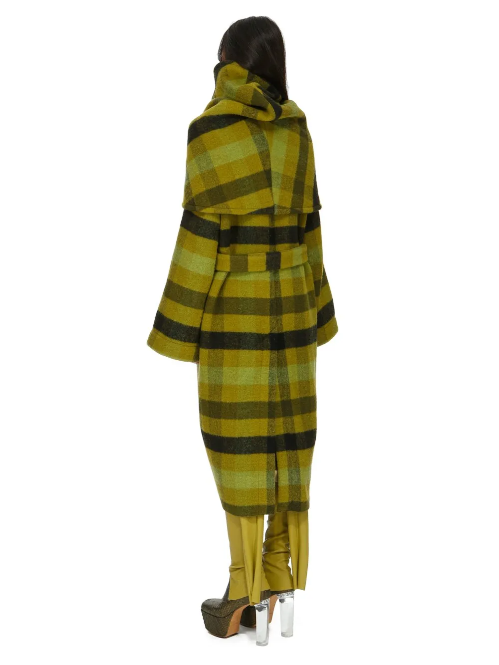 Rick Owens Women Dagger Robe In Boiled Wool Plaid Acid Plaid