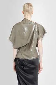 RICK OWENS WOMEN EMBROIDERED WOVEN TSHIRT DUST/DUST