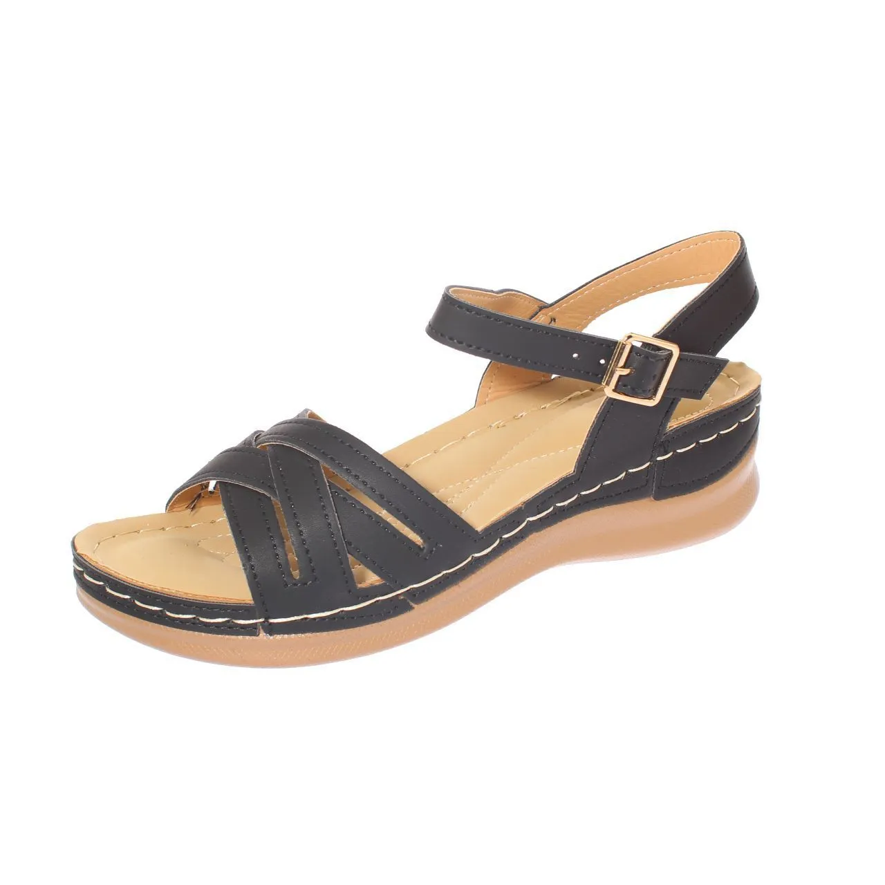 Sandalia Plataforma Negro Vía Franca Art. 52109b30926black
