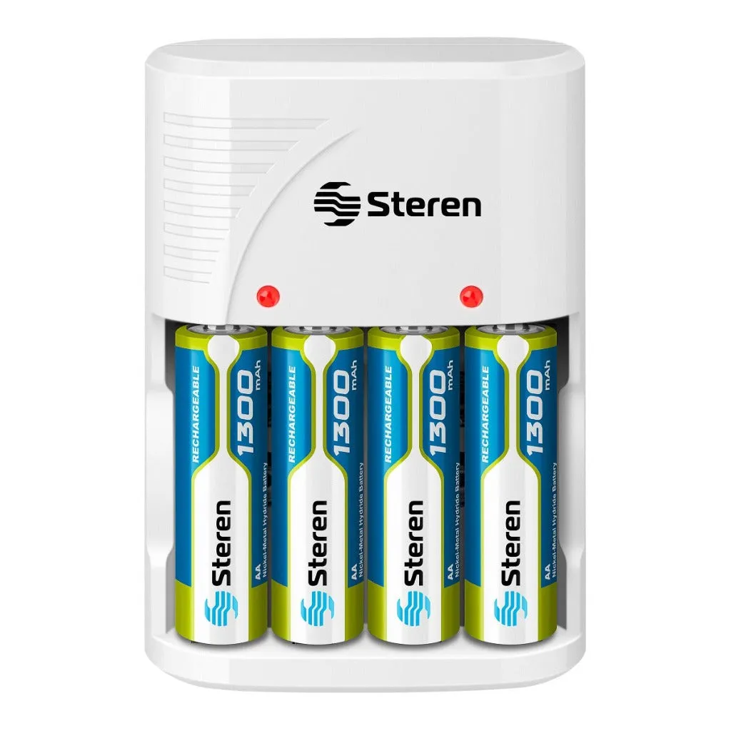 STEREN SET CARGADOR DE BATERíAS AA/AAA 9V CRG020, 5 PIEZAS