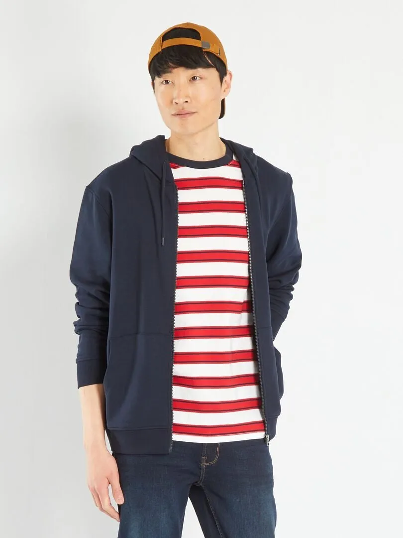 SUDADERA DE CREMALLERA CON CAPUCHA  AZUL
