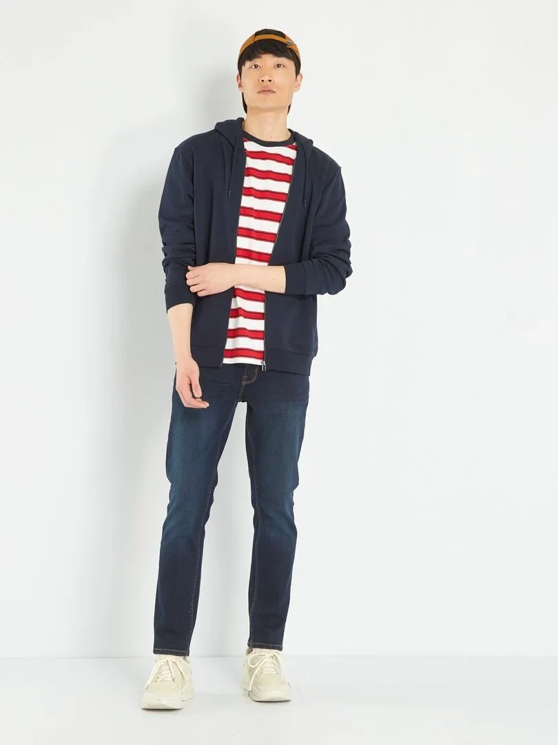 SUDADERA DE CREMALLERA CON CAPUCHA  AZUL