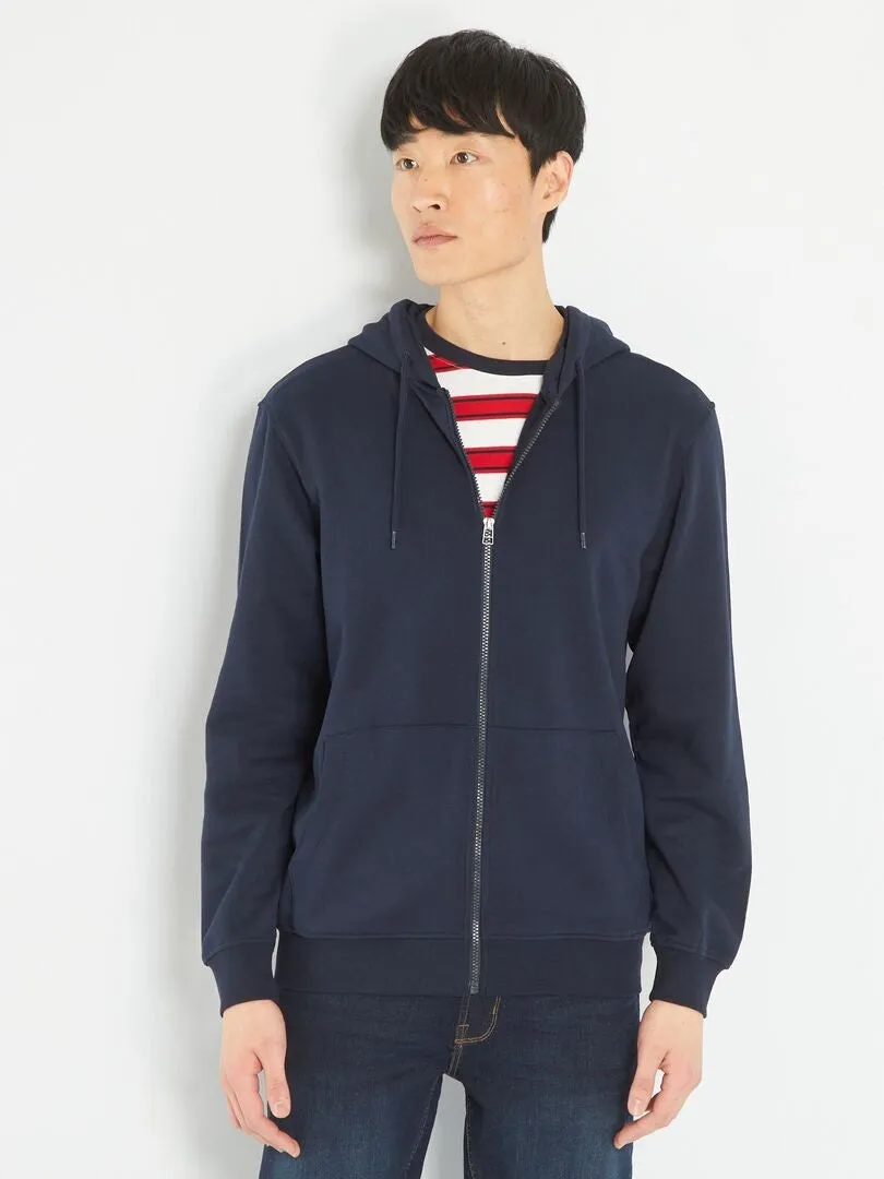 SUDADERA DE CREMALLERA CON CAPUCHA  AZUL