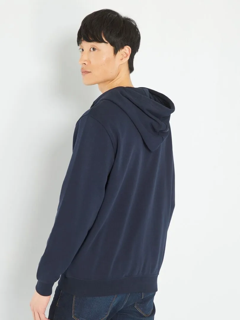 SUDADERA DE CREMALLERA CON CAPUCHA  AZUL