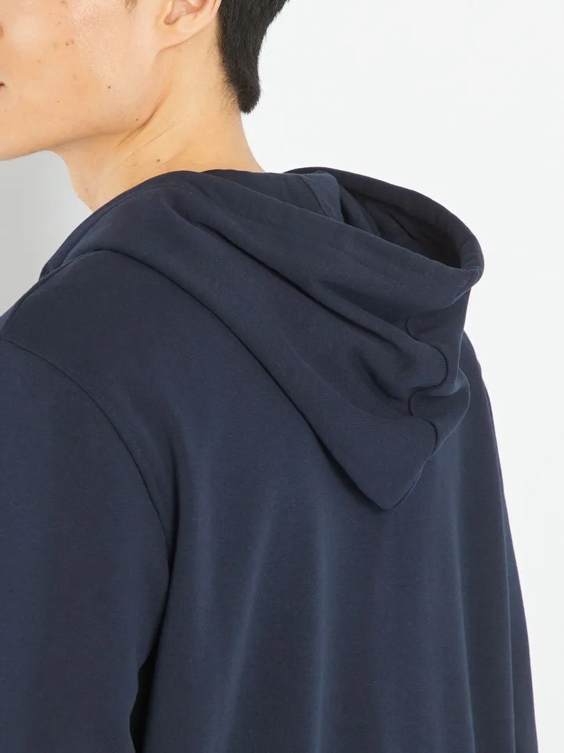 SUDADERA DE CREMALLERA CON CAPUCHA  AZUL