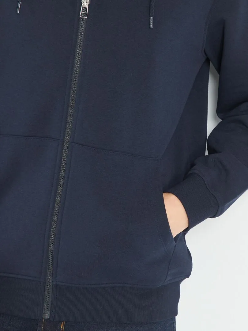 SUDADERA DE CREMALLERA CON CAPUCHA  AZUL