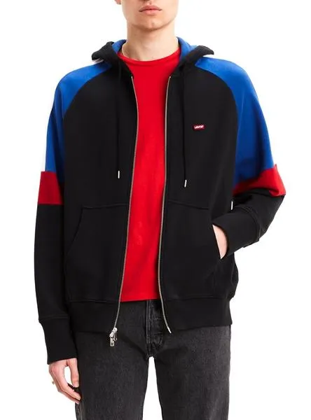 sudadera levis pieced zip negro hombre
