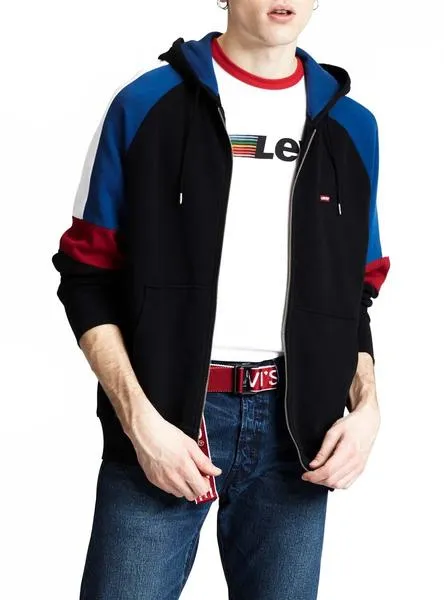 sudadera levis pieced zip negro hombre