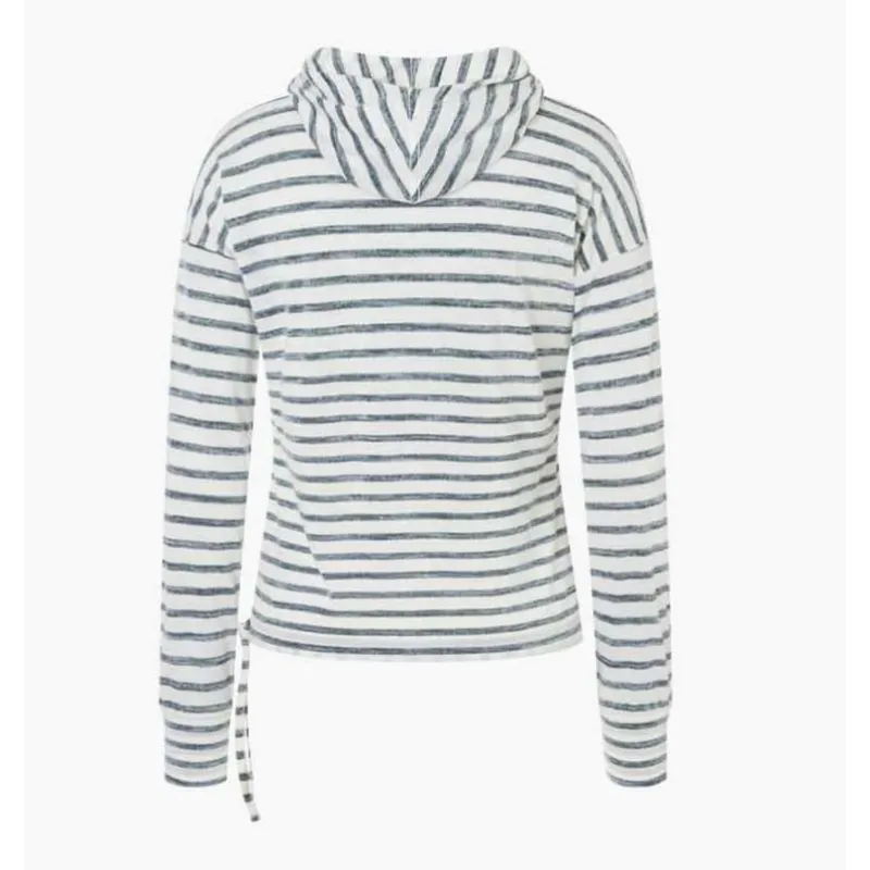 SUPER.NATURAL W FUNNEL STRIPE HOODIE Fresh White/Navy Stripe