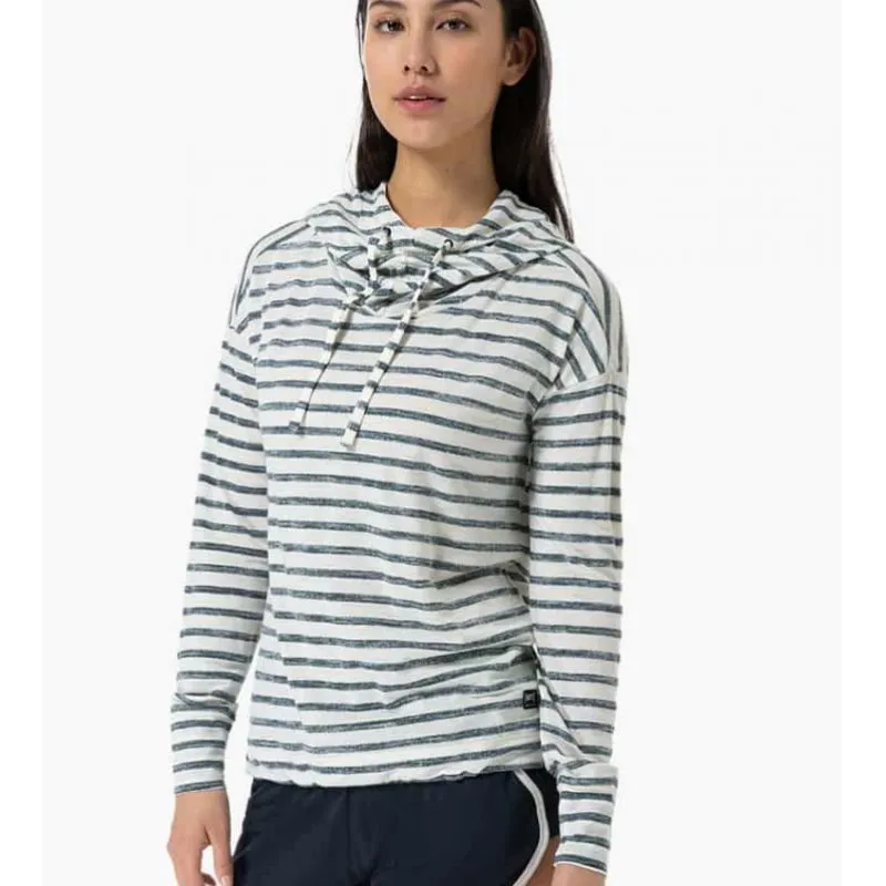 SUPER.NATURAL W FUNNEL STRIPE HOODIE Fresh White/Navy Stripe