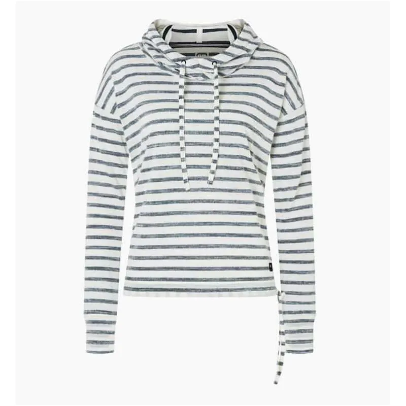 SUPER.NATURAL W FUNNEL STRIPE HOODIE Fresh White/Navy Stripe