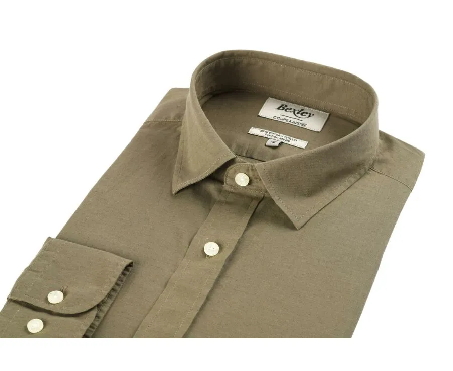TAUPE PLAIN COTTON LINEN SHIRT  SILBERT