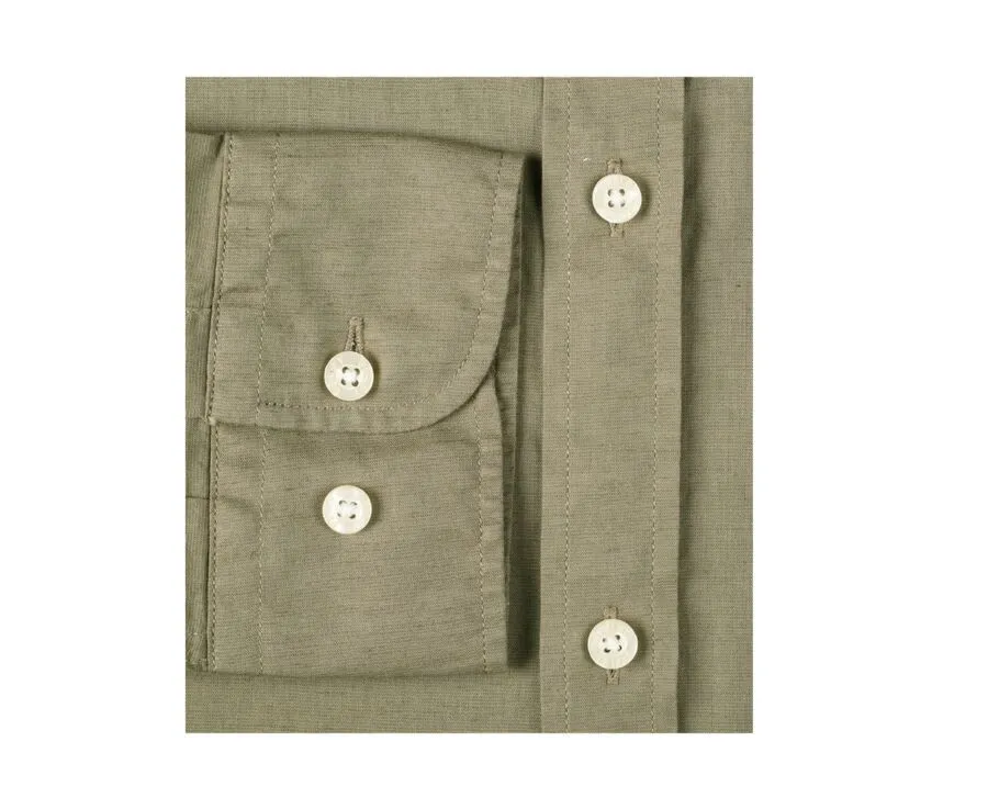 TAUPE PLAIN COTTON LINEN SHIRT  SILBERT
