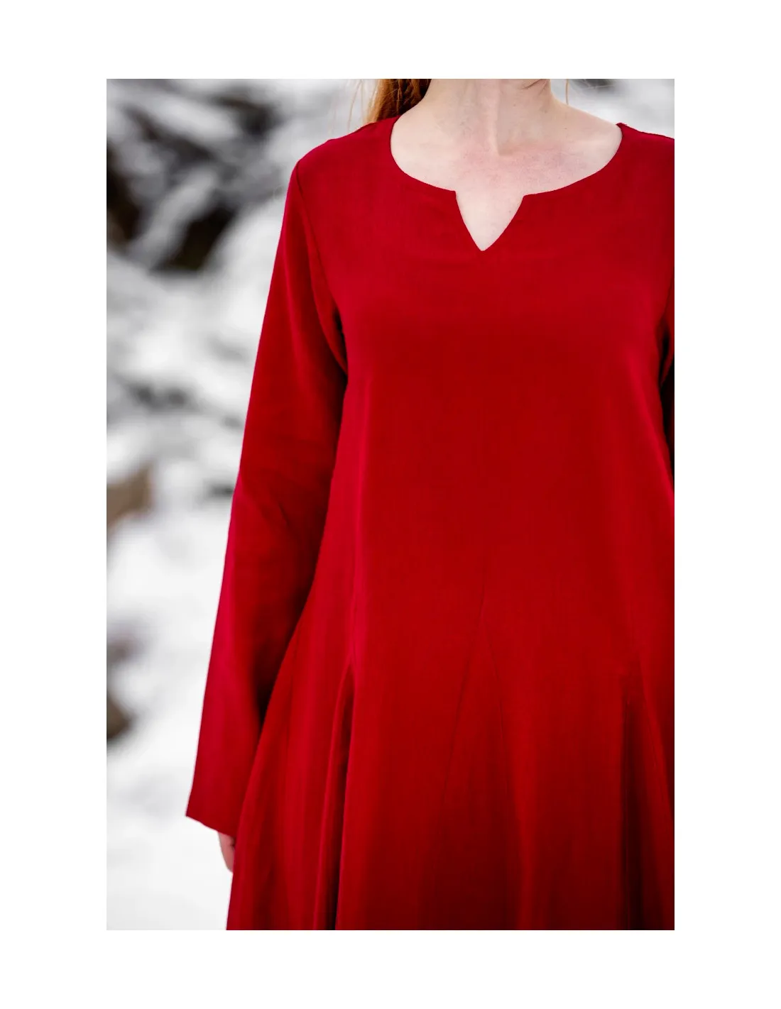 Vestido vikingo de lino modelo Anna, rojo