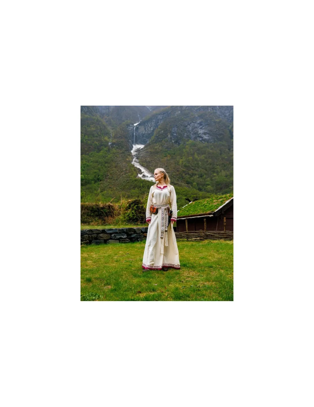 VESTIDO VIKINGO MODELO LAGERTHA, BICOLOR NATURALROJO