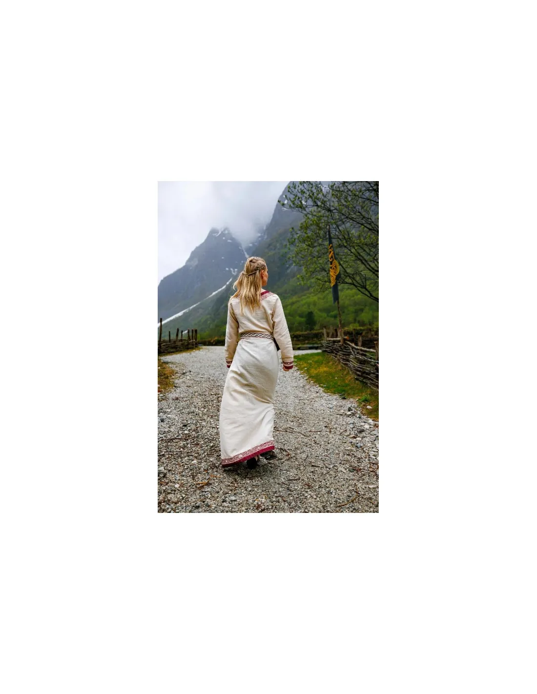 VESTIDO VIKINGO MODELO LAGERTHA, BICOLOR NATURALROJO