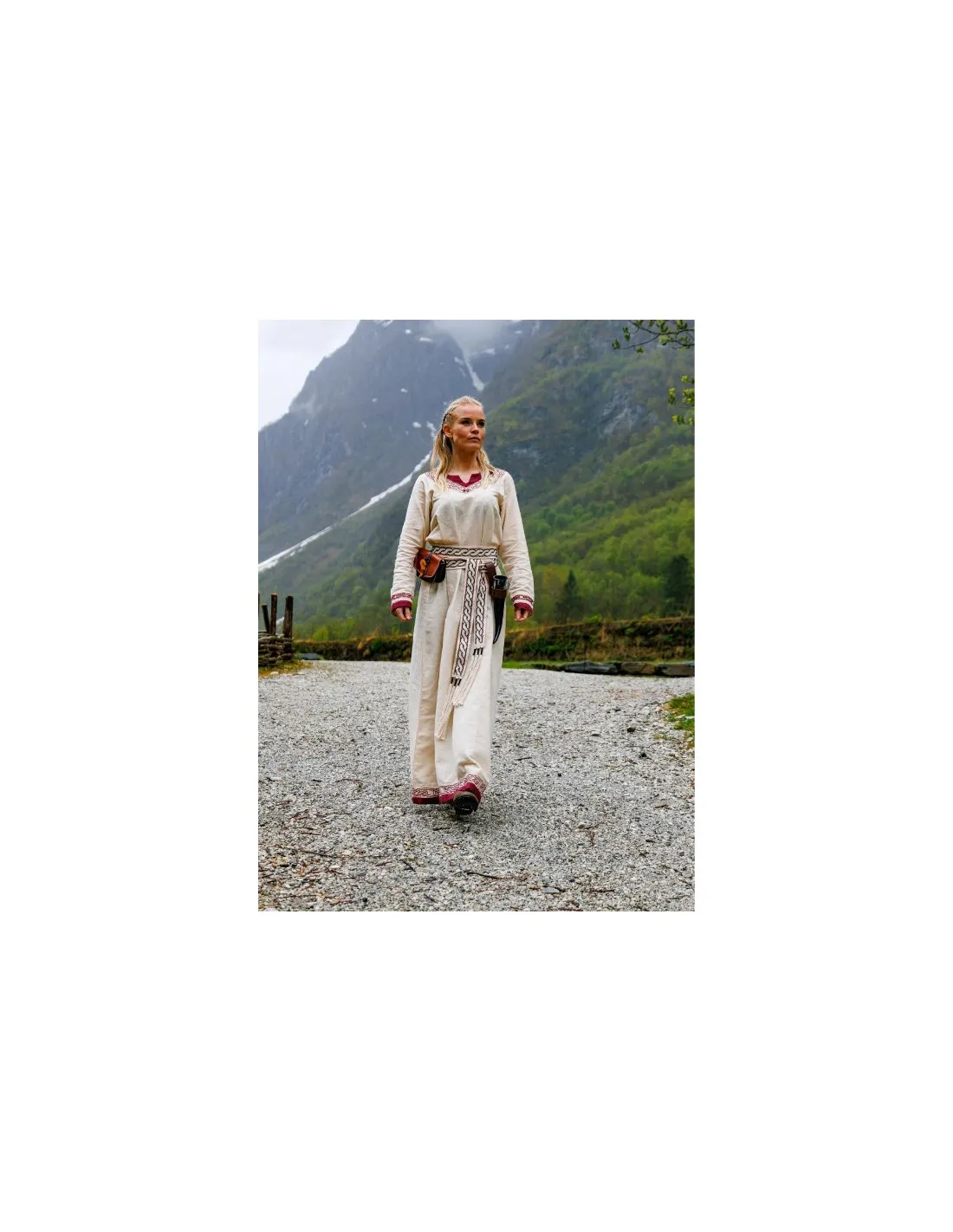 VESTIDO VIKINGO MODELO LAGERTHA, BICOLOR NATURALROJO