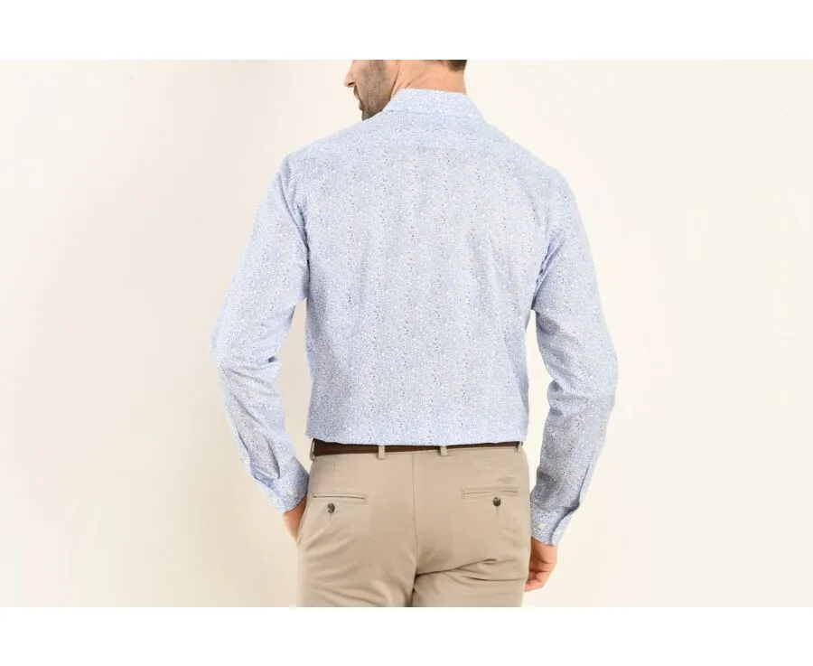 WHITE COTTON SHIRT WITH LIGHT BLUE AND RED FLOWERS  VICTORIEN