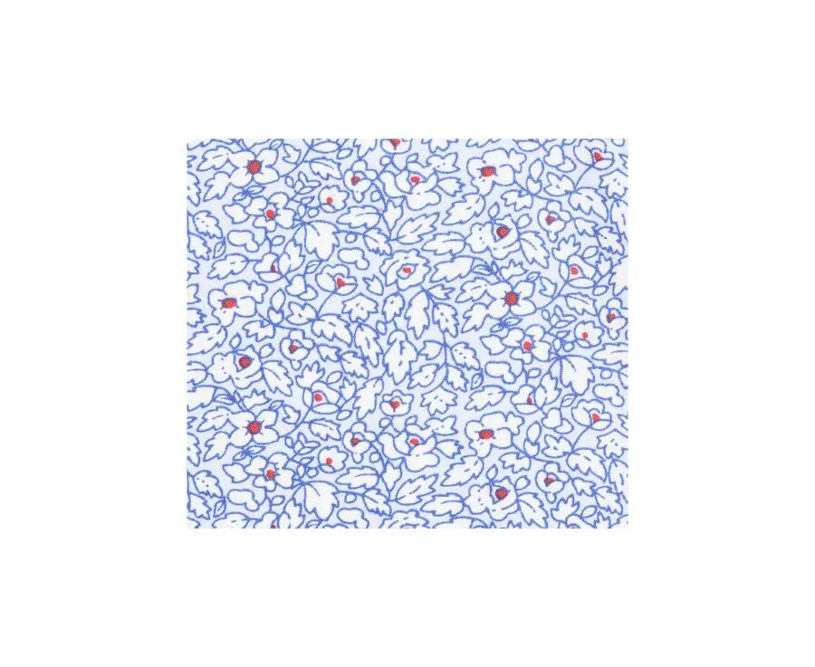 WHITE COTTON SHIRT WITH LIGHT BLUE AND RED FLOWERS  VICTORIEN