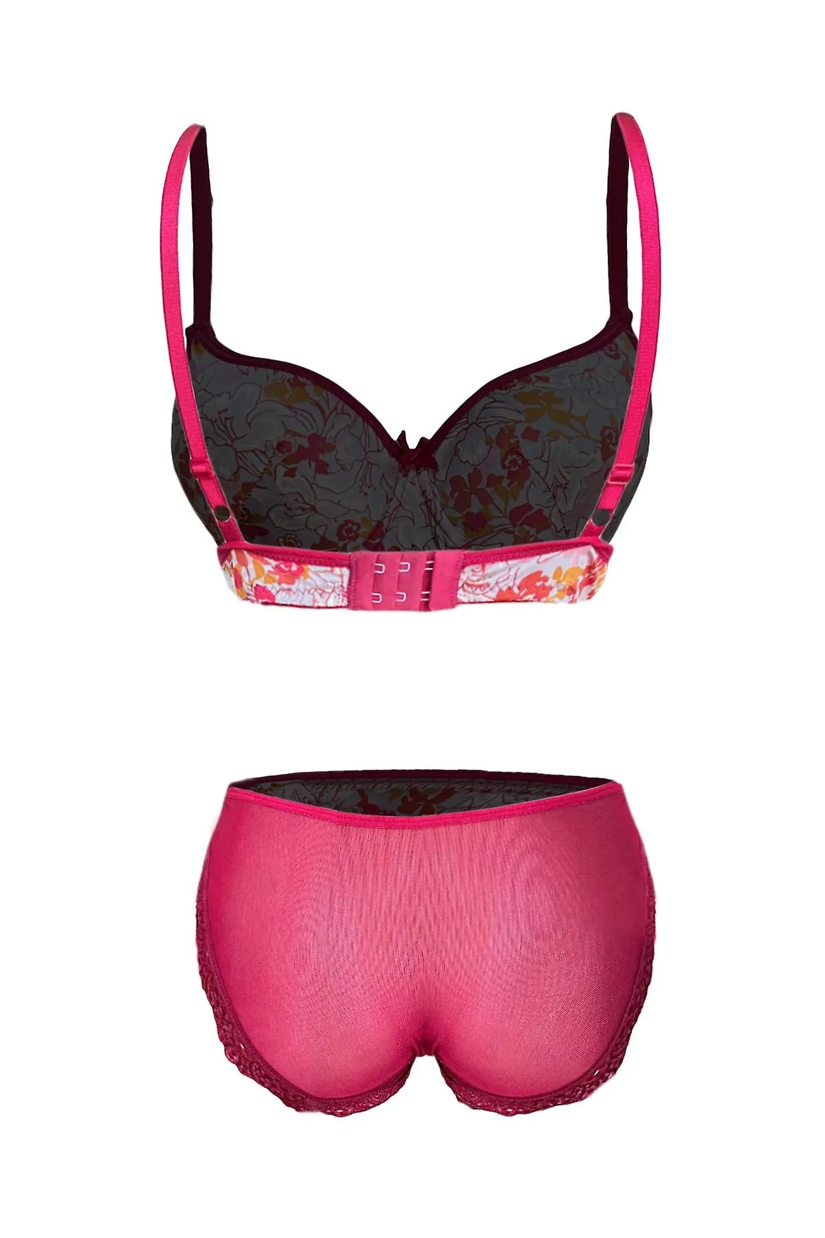 Woman Filled Bra Set With Flower Pattern