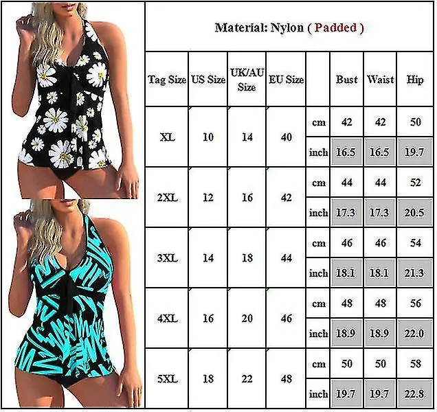 Women Padded Tankini Briefs Set Swimwear Beach Swimsuit